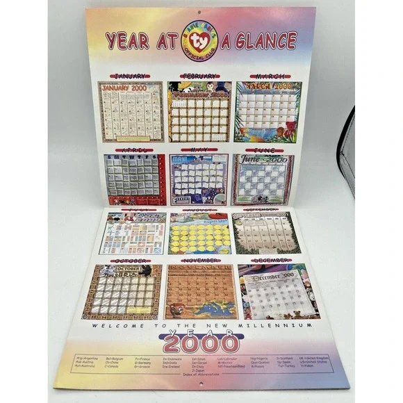 TY Beanie Babies Millennium Year 2000 Wall Calendar 16 Months SKU BB30 - Picture 4 of 5